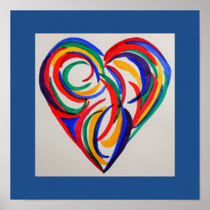 Affiche Abstract watercolor rainbow heart