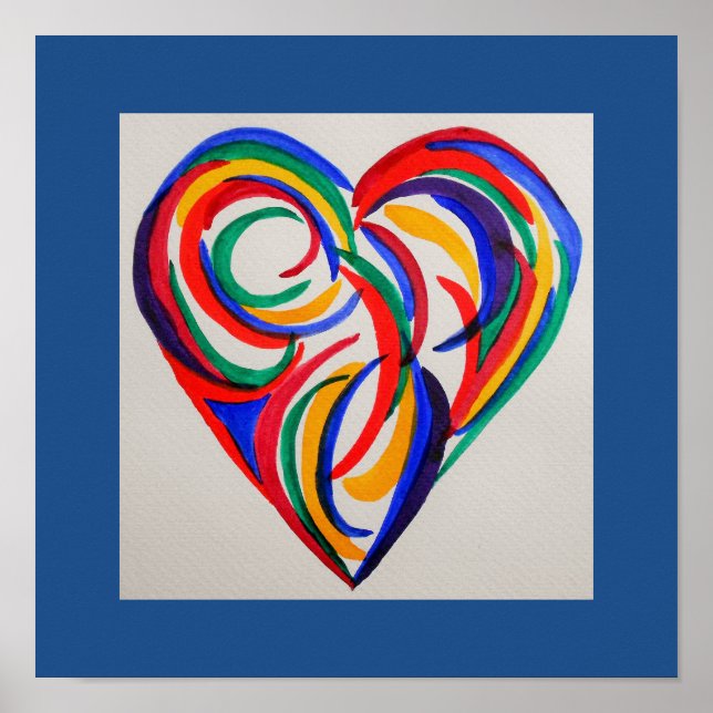 Affiche Abstract watercolor rainbow heart (Devant)