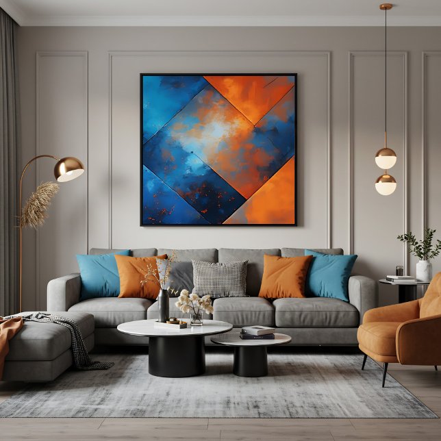 Affiche Abstraction Bleue et Feu (Créateur téléchargé)