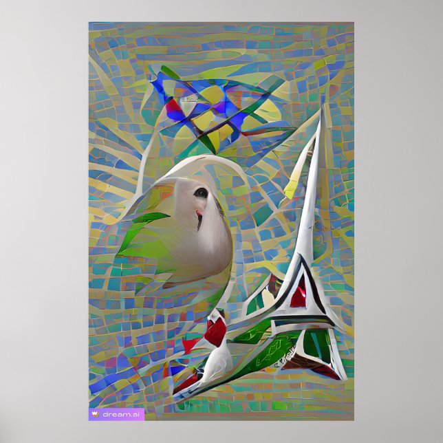 Affiche Abstraction - deux oiseaux volant au-dessus d'une  (Devant)