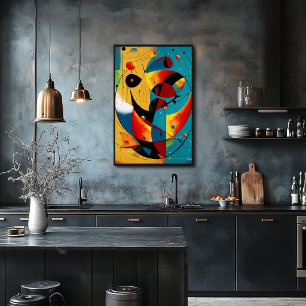 Affiche Abstraction d'orbite cosmique en turquoise et mand