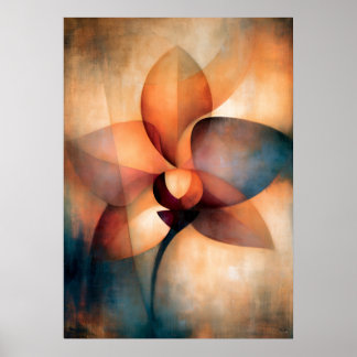 Affiche Abstraction Florale Cubiste de l'Orchidée Ran