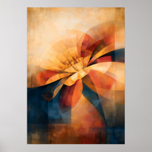 Affiche Abstraction Florale Cubiste Souci Doré