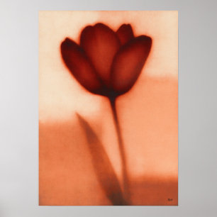Affiche Abstraction Florale Japonaise Tulipe Rouge