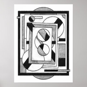 Affiche Abstraction Géométrique Moderne Monochrome