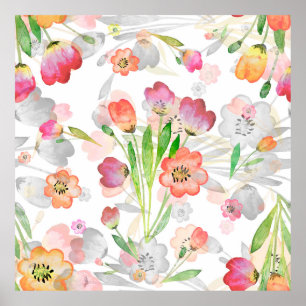 Affiche abstraction motif sans couture composition florale
