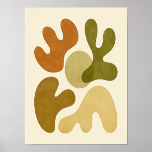 Affiche Abstraction Organique Moderne du Milieu du Siècle