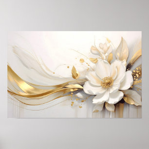 Affiche Abstraction Royale : Une Rose Blanche Enveloppant