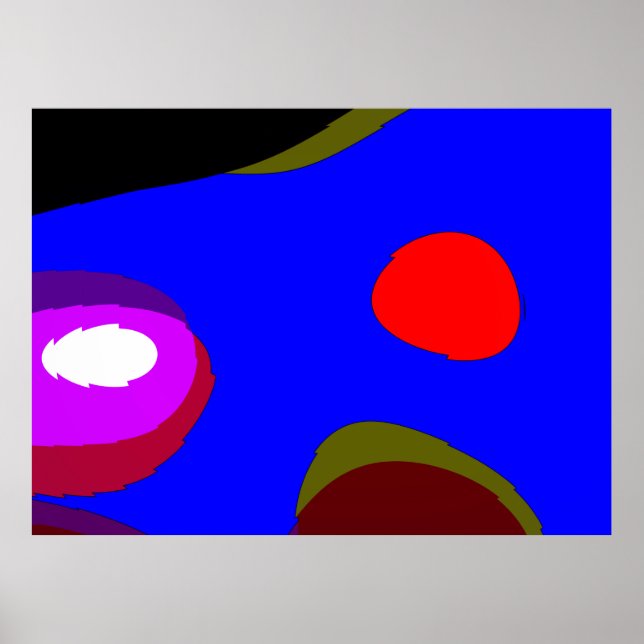 Affiche Abstrait 309 - Bleu rouge noir violet (Devant)