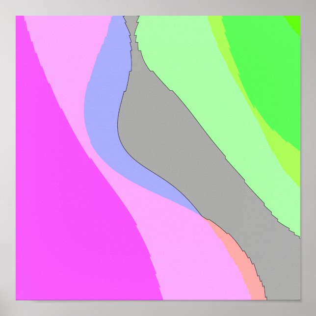 Affiche Abstrait 703 - Rose et vert rétro funky (Devant)
