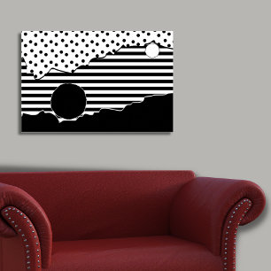 Affiche Abstrait à motif noir et blanc déchiré