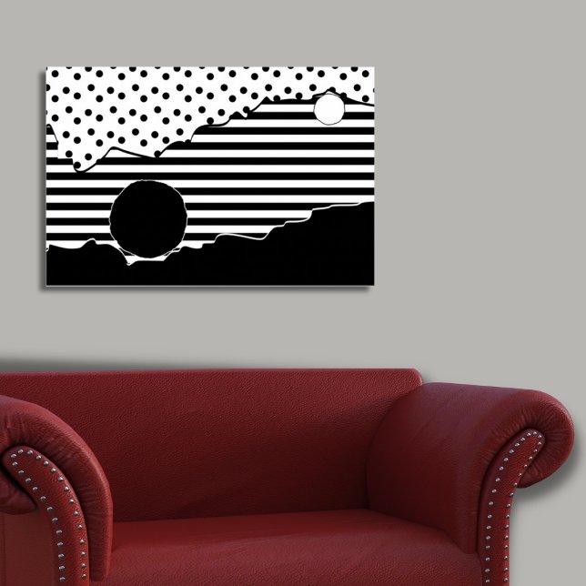 Affiche Abstrait à motif noir et blanc déchiré (Abstract Patterned Black & White Torn Poster)