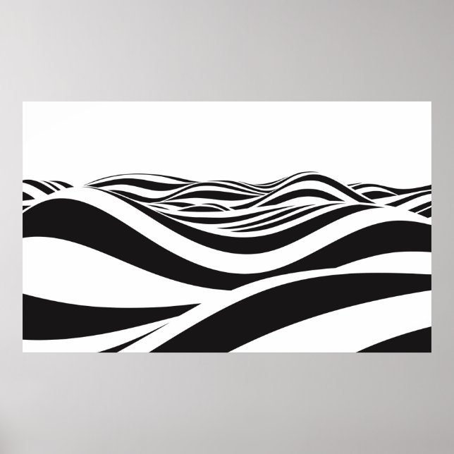 Affiche Abstrait arrière - plan des vagues. illusion d'opt (Devant)