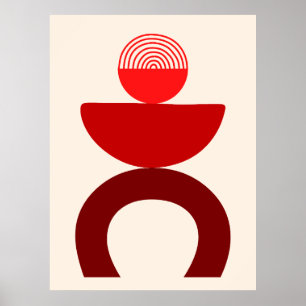 Affiche Abstrait Art Moderne Formes géométriques Rouge
