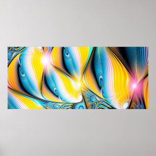 Affiche Abstrait artistique doré et bleu lumière moderne r
