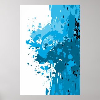 Affiche Abstrait audacieux éclaboussé bleu et blanc