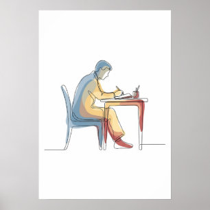 Affiche Abstrait auteur une ligne art continu