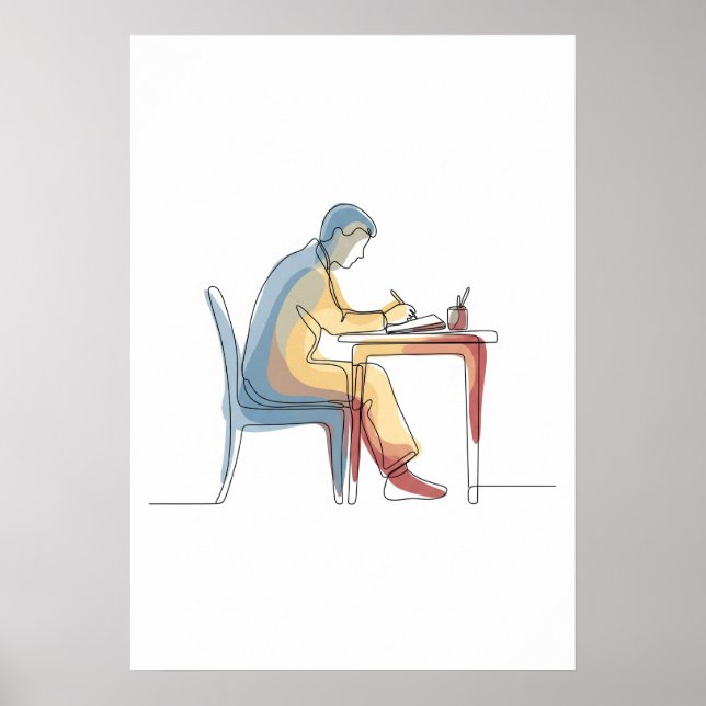 Affiche Abstrait auteur une ligne art continu (Devant)