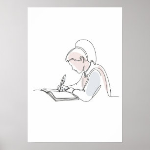 Affiche Abstrait auteur une ligne art continu