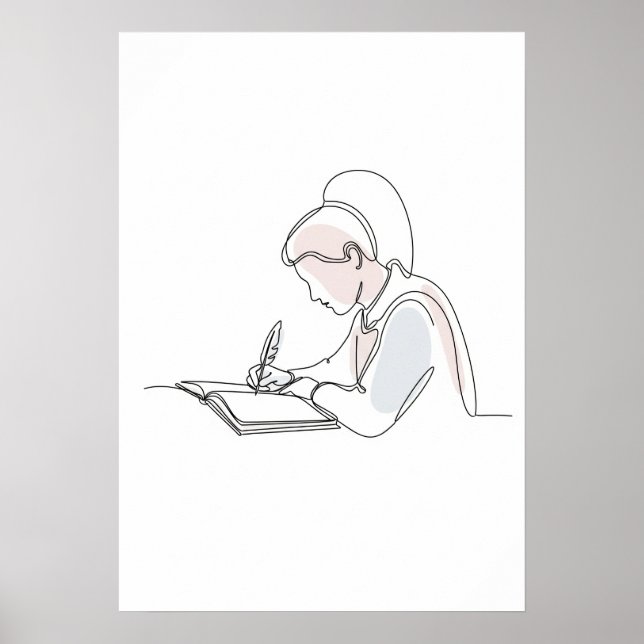 Affiche Abstrait auteur une ligne art continu (Devant)