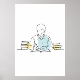 Affiche Abstrait auteur une ligne art continu