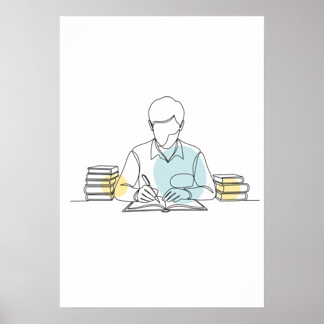 Affiche Abstrait auteur une ligne art continu (Devant)