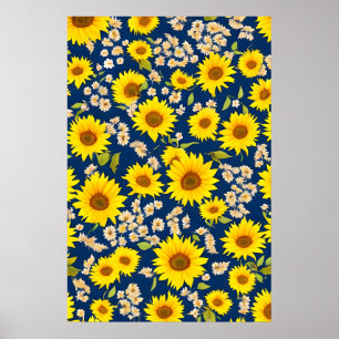 Affiche Abstrait beau motif de tournesol