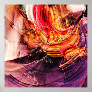 Affiche Abstrait beau violet, rouge et jaune brillant c