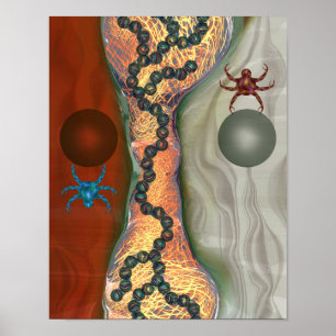 Affiche Abstrait biologique de science-fiction avec des or