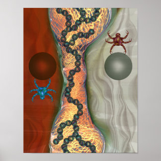 Affiche Abstrait biologique de science-fiction avec des or