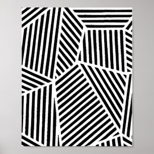 Affiche Abstrait Black White Line Art