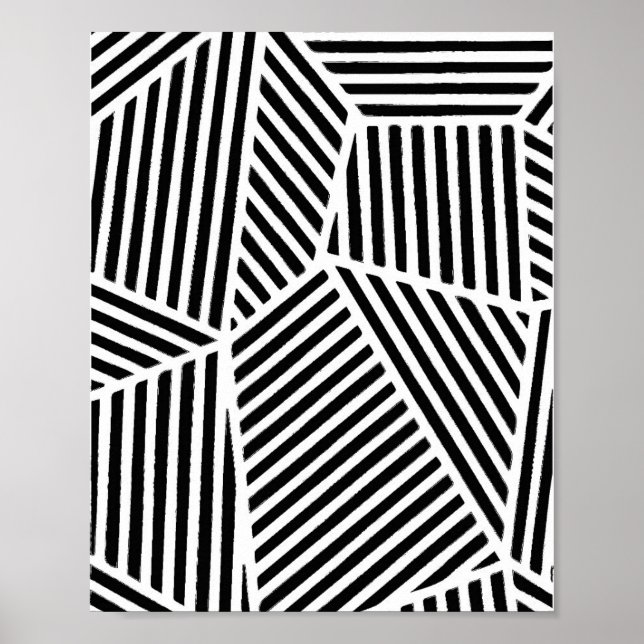 Affiche Abstrait Black White Line Art (Devant)