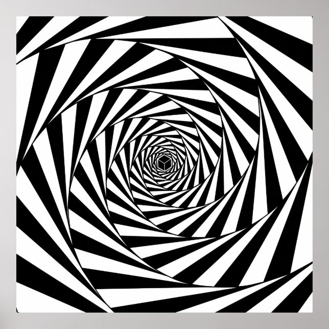 Affiche Abstrait Black & White Swirl Spiral Stairway Art (Devant)