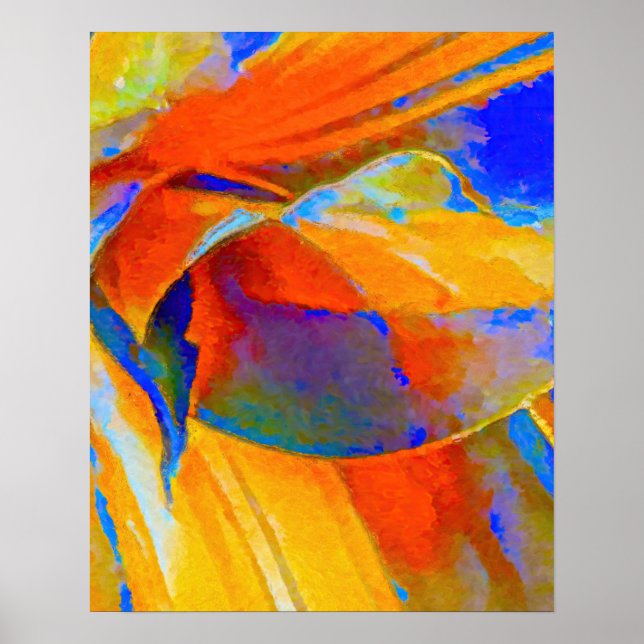 Affiche Abstrait bleu et orange (Devant)