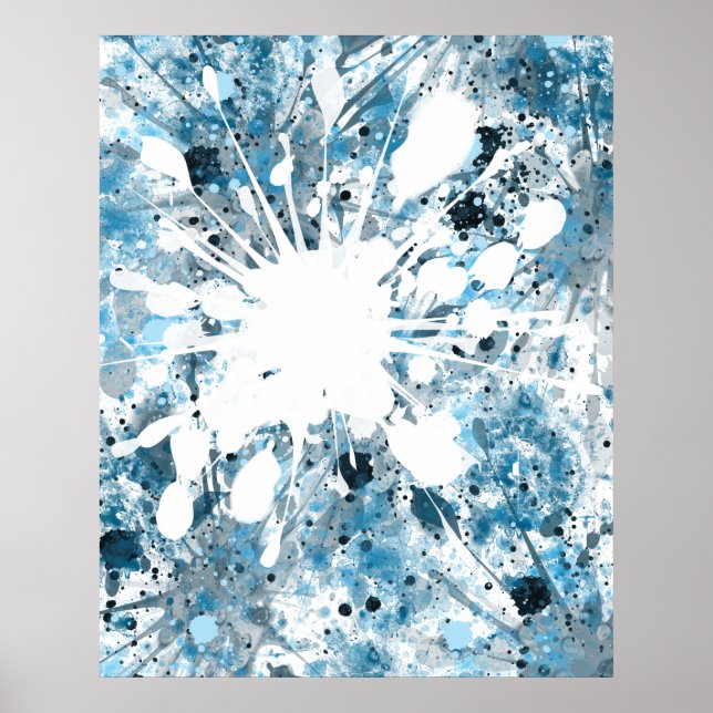 Affiche Abstrait bleu moderne (Devant)