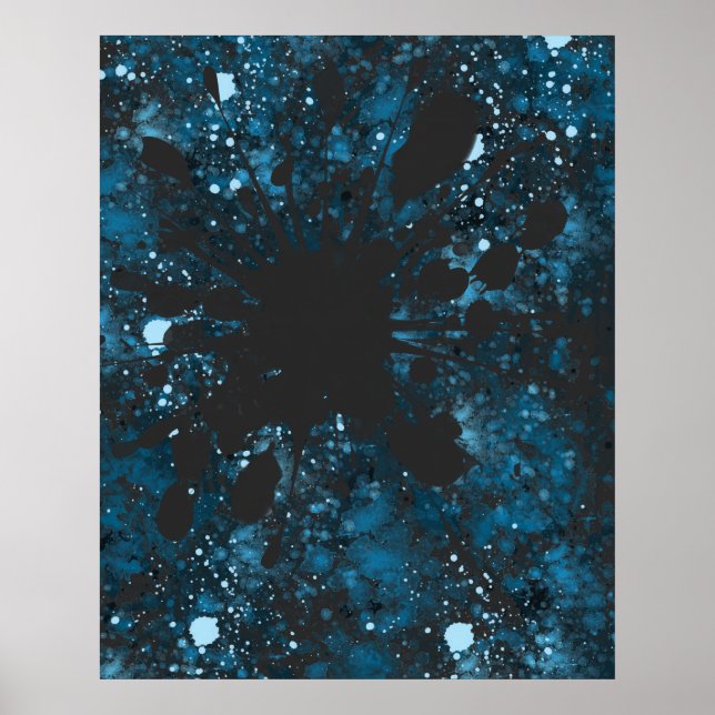 Affiche Abstrait bleu moderne (Devant)
