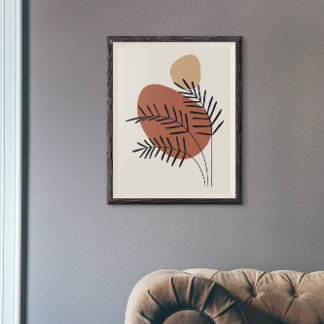 Affiche Abstrait Boho Branch Plante Art Décor