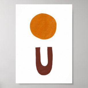 Affiche Abstrait Boho Formes Jaunes et Rouges