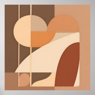 Affiche Abstrait Boho Géométrique Terracotta Moderne