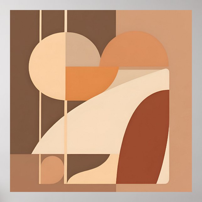 Affiche Abstrait Boho Géométrique Terracotta Moderne  (Devant)