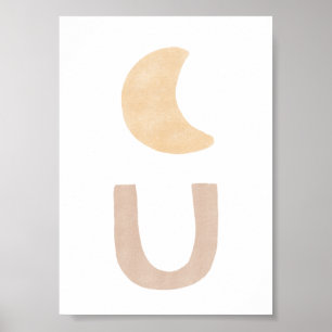 Affiche Abstrait Boho Rose Formes Bohémiens