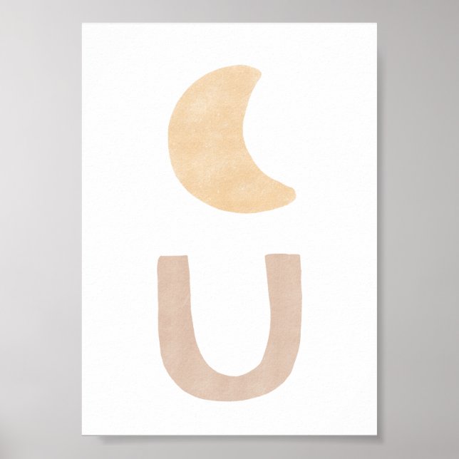 Affiche Abstrait Boho Rose Formes Bohémiens (Devant)