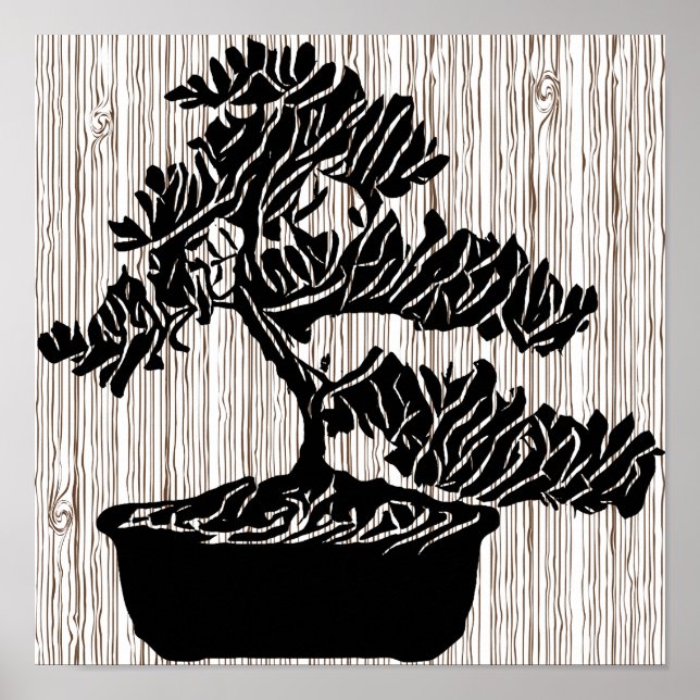 Affiche Abstrait Bonsai Tree Silhouette Art original (Devant)