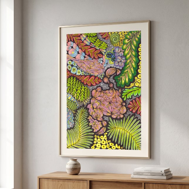 Affiche Abstrait Botanique Bohème Maximaliste Psychedéliqu (Créateur téléchargé)