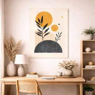 Affiche Abstrait Botanique Soleil Géométrique Minimal Jaun