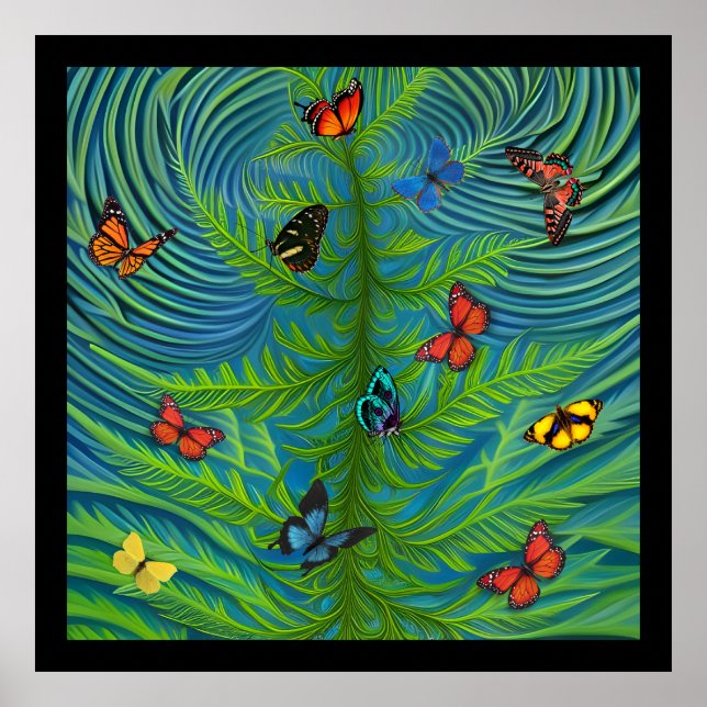 Affiche Abstrait Butterfly Dream Garden (Devant)