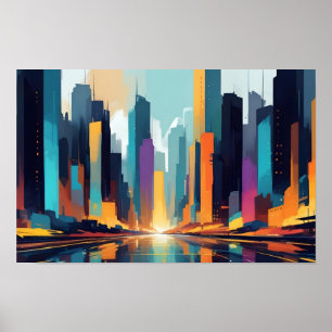 Affiche Abstrait Cityscape Architecture moderne Arrière -