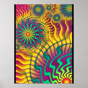 Affiche Abstrait Cogs Coloré