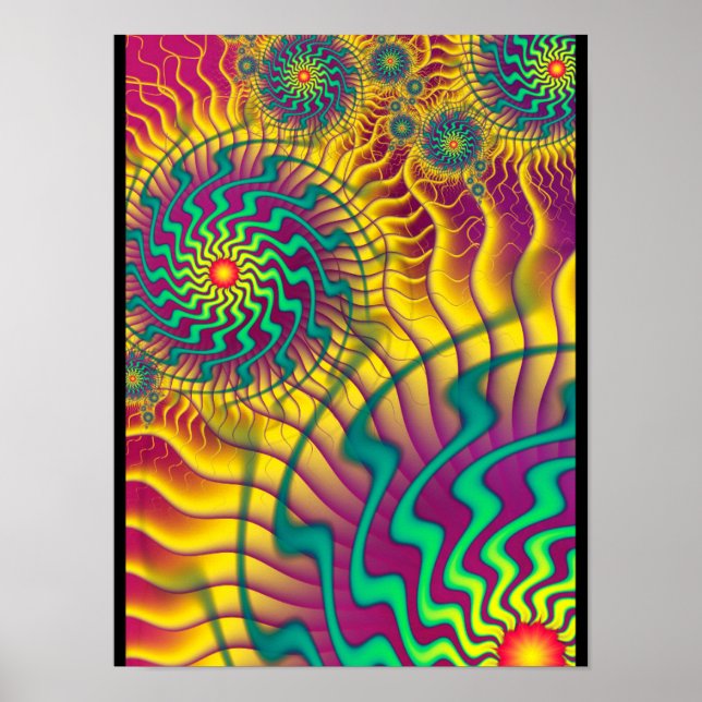 Affiche Abstrait Cogs Coloré (Devant)