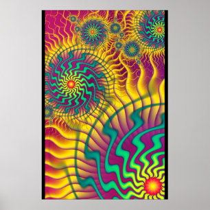 Affiche Abstrait Cogs Coloré